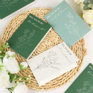 Will You Be My Bridesmaid Cards with Envelopes Flower Greenery Will You Be My Maid of Honor Matron of Honor Handmade Invitations for Bridal Proposal Wedding (8 Set, 16PCS)