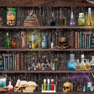 Mad Scientist Laboratory Backdrop for Kids Halloween Magic School Background Spooktakular Creepy Skull Poison Apothecary Witch Kitchen Hallowmas Baby Shower Party Decorations Banner (7X5FT(82x59inch))