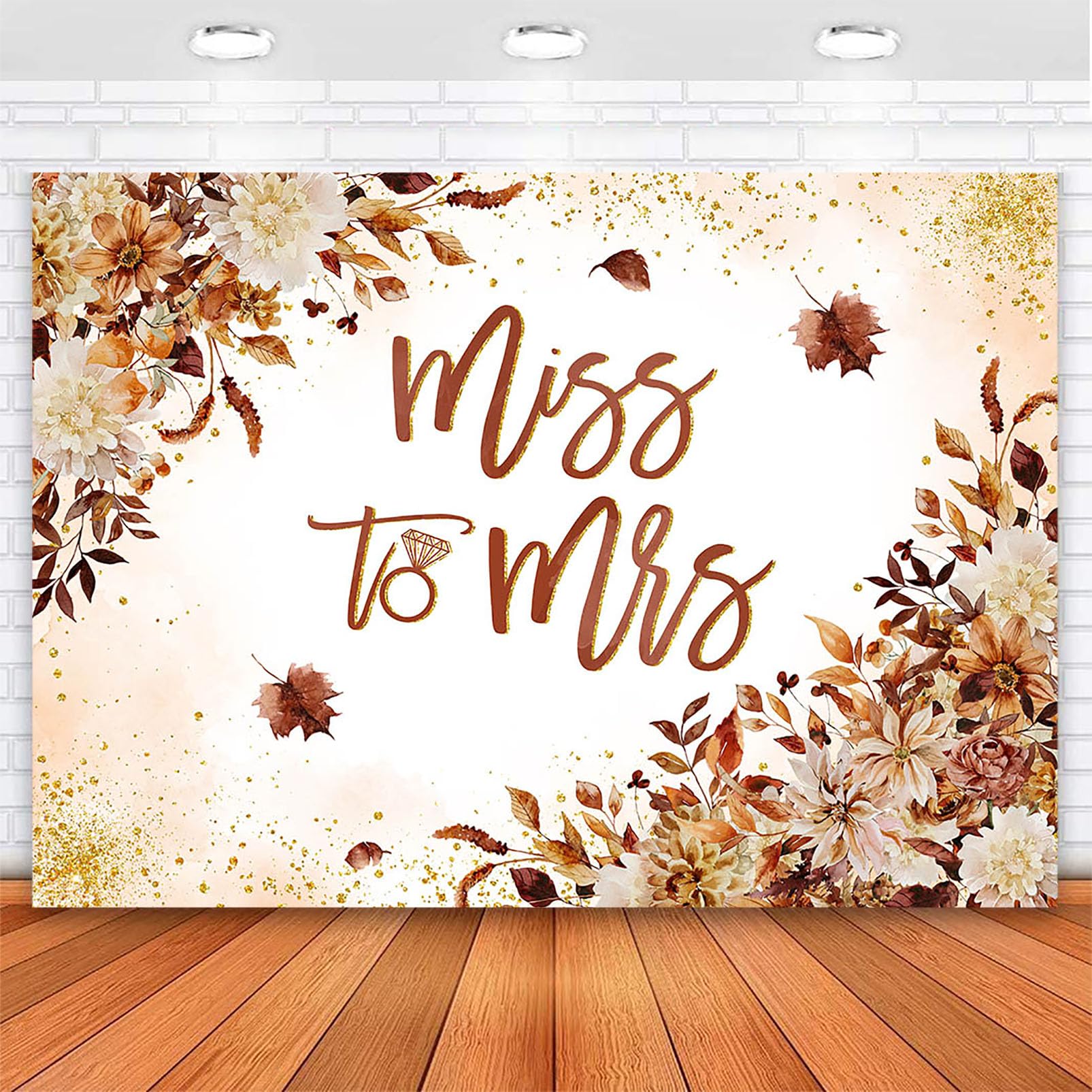 Avezano Miss to Mrs Backdrop Floral Fall Bridal Shower Backdrop Bride to Be Engagement Party Decorations Photography Background Wedding Banner Photo Booth Prop (7x5ft, 82x59inch)