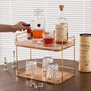 Seoneiro Whiskey Tray, Glass Cup Rack, Mug Holder, Coffee Cup Organizer, Bathroom Countertop Organizer Organizer with Drain Board Wine Glass Decorative Organizer, Food Tray, Kitchen Spice Rack