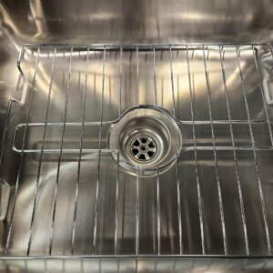 SOFINNI Chrome Kitchen Sink Protector White Steel Sink Grate Insert Grid Sink Bowl Rack Rust Prevent (Chrome) (10.6" x 12.5")