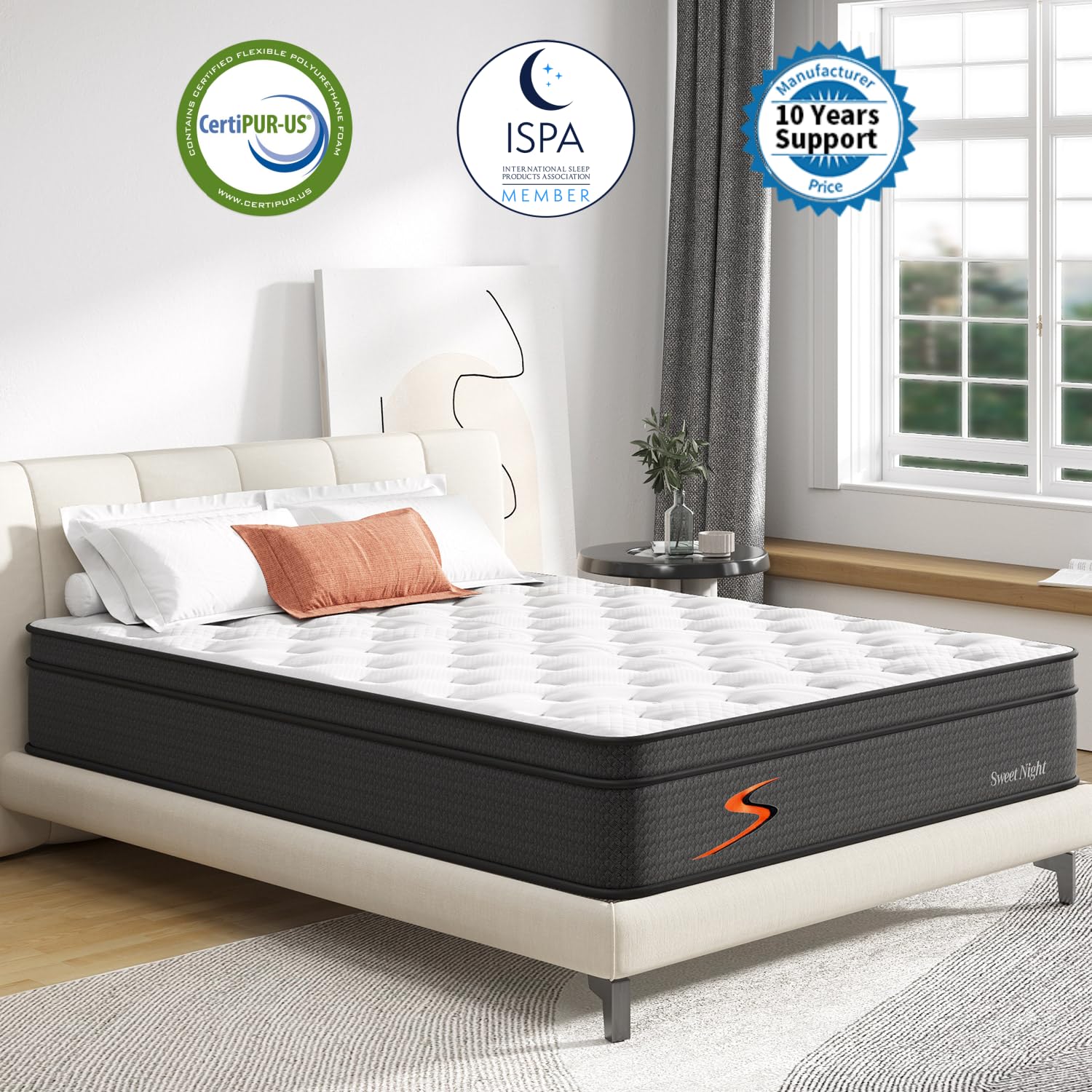 Sweetnight Full Mattress in a Box - 12 Inch Pillow Top Full Size Mattress, Gel Memory Foam Hybrid Mattress with Individually Pocketed Springs for Support & Comfort Sleep, Siesta Black