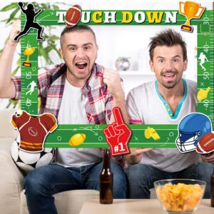 Football Photo Booth Prop Frame Decorations Sport Selfie Picture Frame for Sports Football Frenzy Game Time Tailgate Party Baby Shower Favors Supplies