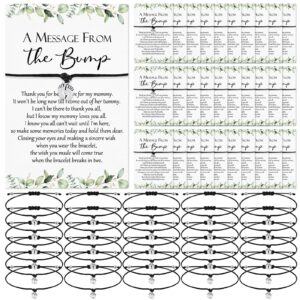 thyle 50 set baby shower favors for guests adjustable bracelets with message from the bump card footprints charm baby shower bracelets for gender reveal thank you gifts (leaf)