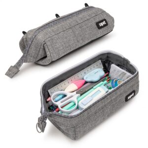 zipit lenny pencil case | large capacity pencil pouch | pencil bag for school, college and office (grey)