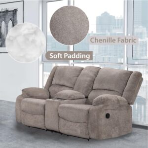 24/7 Shop at Home Joe Transitional Oversized Nursery Glider Chairs for Adults, Manual Comfy Reading Couch, Overstuffed Reclining Sofa, Adjustable Theater, Living Room, 2-Seat, Gray