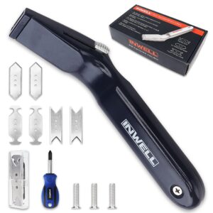 inwell tradesman pro utility knife | 40 degree angle designed | retractable razor blade set | box cutter | includes 6pcs sk5 blades | best for carpet installation, window repair, roofing and more