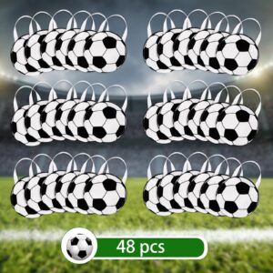 Aoriher 48 Pcs Sport Party Favor Bags 9.84x9.84'' Soccer Baseball Non Woven Sport Themed Party Goody Candy Bags for Sport Theme Party for Kids(Soccer)