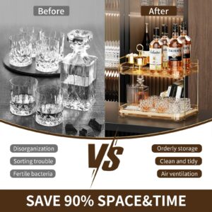 Seoneiro Whiskey Tray, Glass Cup Rack, Mug Holder, Coffee Cup Organizer, Bathroom Countertop Organizer Organizer with Drain Board Wine Glass Decorative Organizer, Food Tray, Kitchen Spice Rack