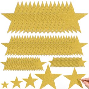 180 pcs gold glitter star cutouts paper five star cutouts gold glitter stars confetti decorations gold star cutouts for bulletin board stars classroom christmas party wall decoration supply,4 sizes