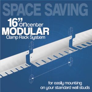 Fulton Woodworking Tools Modular Clamp Rack Assortment with 1 Each F-Clamp Rack •1 Each Bar/Parallel Clamp Rack and 1 Each Pipe Clamp Rack Included, Quick to Align •Pre-Drilled 16 inch on Center