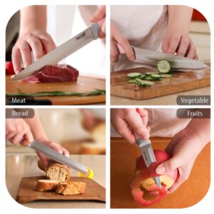 hecef Kitchen Knife Set with Magnetic Strip, 6 pcs Professional Knives Set for Kitchen, 13-inch Magnetic Strip Stainless Steel Sharp Chef Knife Set with Pink Handle for Cutting Meat & Vegetable