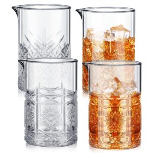 inbagi 4 pcs cocktail mixing glass 23.67 oz martini cocktail stirring glass thick bottom crystal glasses stable mixing cups for drinks bartender home bar accessories tools