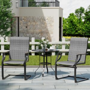 UDPATIO Patio Dining Chairs Set of 2, High Back Patio Chairs in All Weather Breathable Textile Fabric, Outdoor Furniture Chairs for Deck, Lawn, Garden, Backyard(Grey)