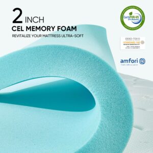 Memory Foam Mattress Topper Queen Size, Dual Layer 4 Inch Mattress Pad,2 Inch Gel Memory Foam Plus 2 Inch Pillow Top Cover with 8-21 Inch Deep Pocket