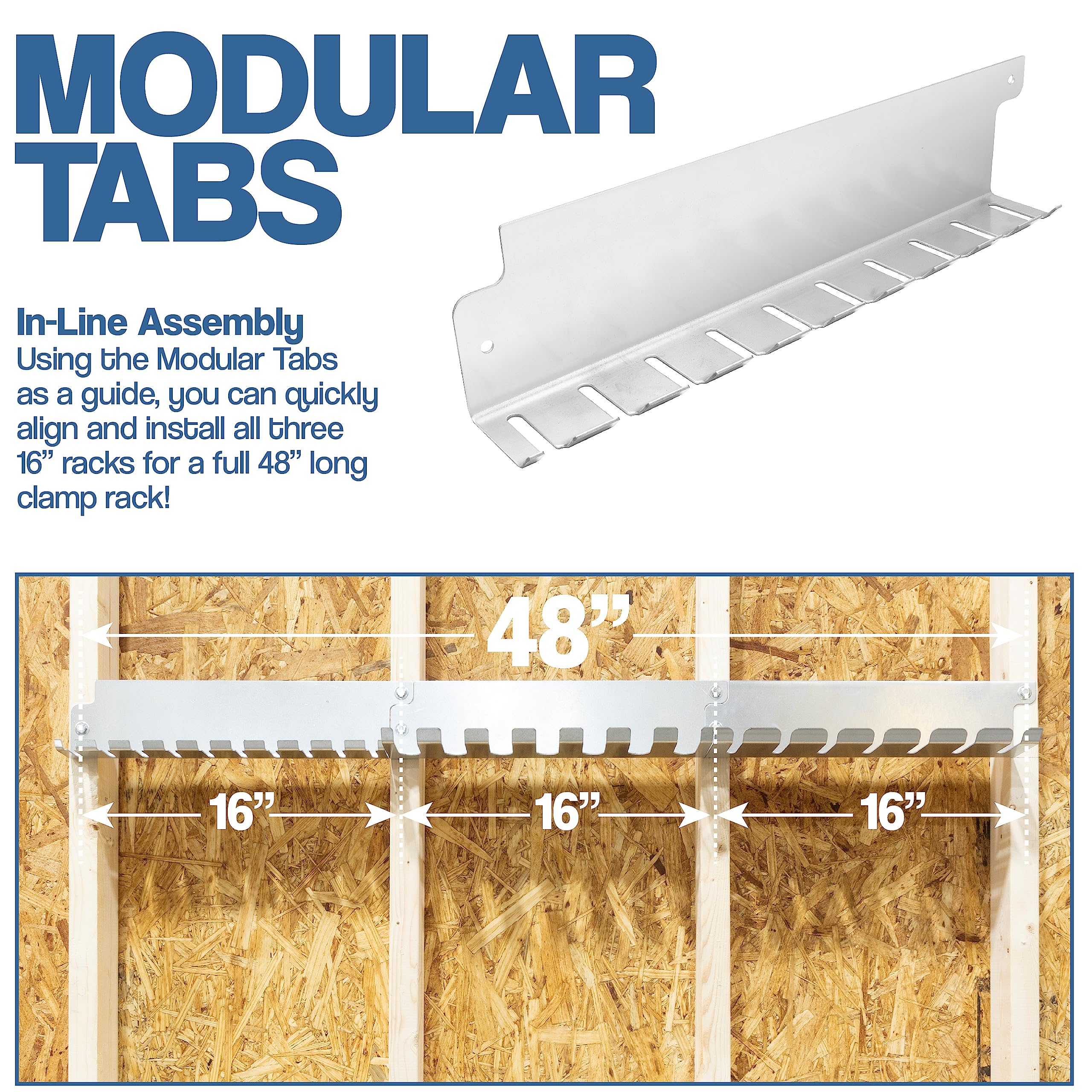 Fulton Woodworking Tools Modular Clamp Rack Assortment with 1 Each F-Clamp Rack •1 Each Bar/Parallel Clamp Rack and 1 Each Pipe Clamp Rack Included, Quick to Align •Pre-Drilled 16 inch on Center