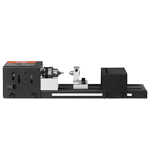 VEVOR Mini Lathe Machine, 2.76 in x 6.3 in, 24VDC 96W Mini Wood Lathe Tools Milling Machine Accessories, 7 Speeds 4220/5300/5650/6350/6660/7050/8450 RPM, for DIY Woodworking Wood Drill Rotary Tool