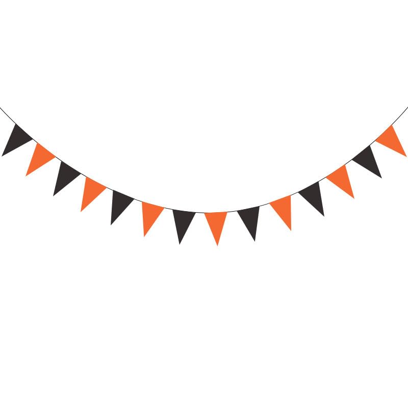 JEYE Orange Black Pennant Banner Paper Triangle Flag Hanging Streamer Halloween Garland Backdrop Party Decoration for Halloween Graduation Thanksgiving Decor(Pack of 2, 20ft in Total)