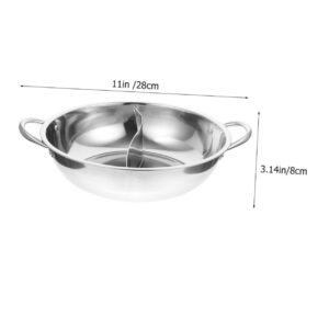 Stainless Steel Mandarin Pot Wok Pan with Lid Nonstick Cookware Ramen Hot Pot Chinese Divided Hotpot Divided Hotpot Pot Shabu Hot Pot Silver Practical Hot Pot Soup Pot Split