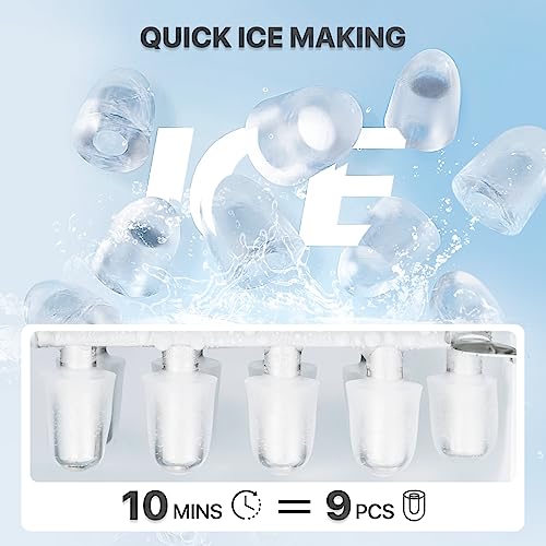 mollie Ice Maker Countertop 9 Ice Cubes Ready in 10 Mins - 26LBS/24Hrs, Self-Cleaning Ice Machine, One-Click Operation Portable Ice Cube Maker w/Ice Scoop for Home Party RV, 2.2L Water Tank, Black