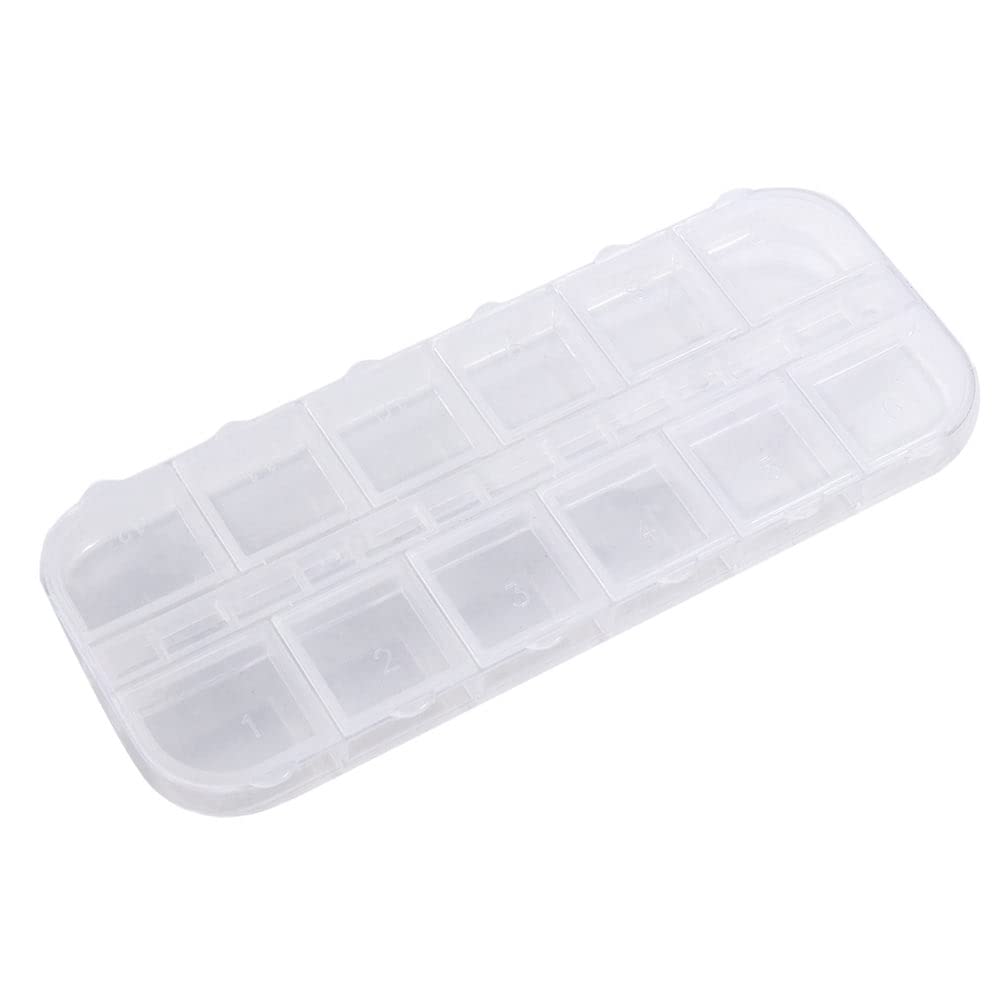 1PCS Nail Art Decorations Storage Box,12 grid Nail Art Storage Box Transparent Empty Case Earring Storage Box Rectangle Jewelry Organizer