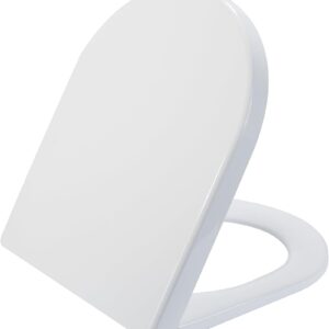 SADALAK Soft Close Quick Release Toilet Seat Elongated- Heavy Duty Adjustable Stainless Hinges, D/U Shape Toilet Seats Cover for Easy Cleaning & Simple Top Fixing - White Toilet Lid