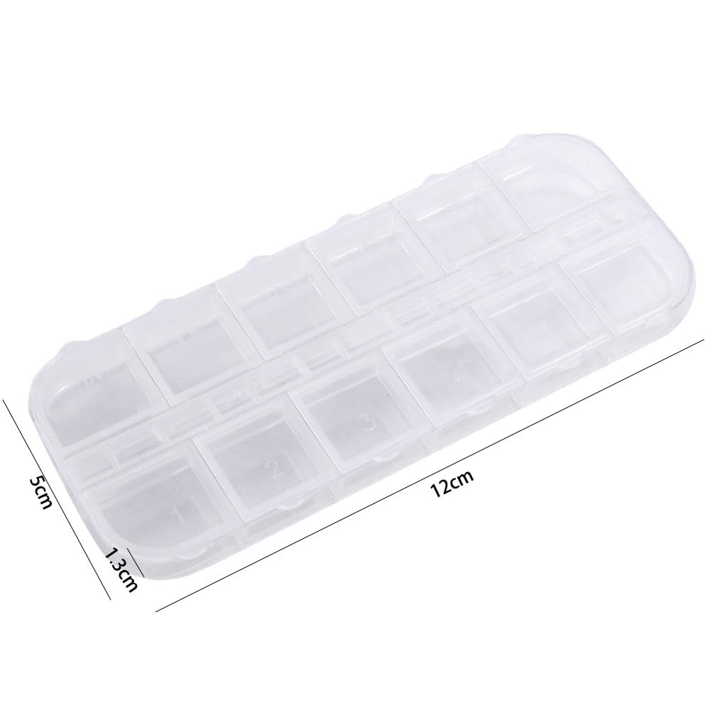 1PCS Nail Art Decorations Storage Box,12 grid Nail Art Storage Box Transparent Empty Case Earring Storage Box Rectangle Jewelry Organizer