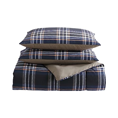 Wrangler- Twin Duvet Cover Set, Reversible Bedding Set with Matching Sham(s), Yellowstone Inspired, Casual Home Décor (City Flats Plaid Blue, Twin)