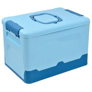 beaupretty plastic storage box folding carry box tool organizer portable handled case lockable container sundries organizer for arts crafts cosmetic sewing washi tape blue