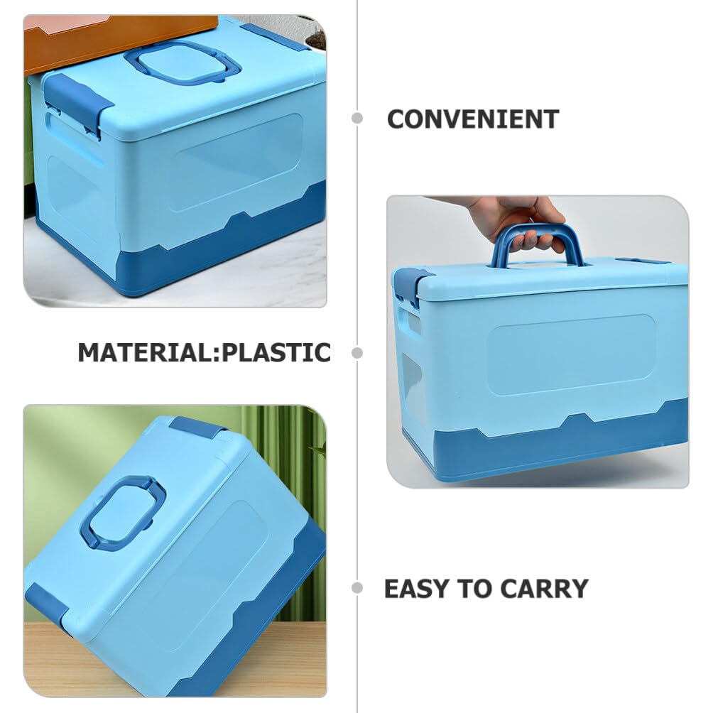 Beaupretty Plastic Storage Box Folding Carry Box Tool Organizer Portable Handled Case Lockable Container Sundries Organizer for Arts Crafts Cosmetic Sewing Washi Tape Blue