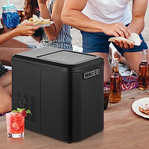 mollie Ice Maker Countertop 9 Ice Cubes Ready in 10 Mins - 26LBS/24Hrs, Self-Cleaning Ice Machine, One-Click Operation Portable Ice Cube Maker w/Ice Scoop for Home Party RV, 2.2L Water Tank, Black