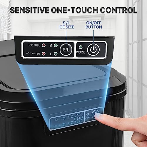 mollie Ice Maker Countertop 9 Ice Cubes Ready in 10 Mins - 26LBS/24Hrs, Self-Cleaning Ice Machine, One-Click Operation Portable Ice Cube Maker w/Ice Scoop for Home Party RV, 2.2L Water Tank, Black