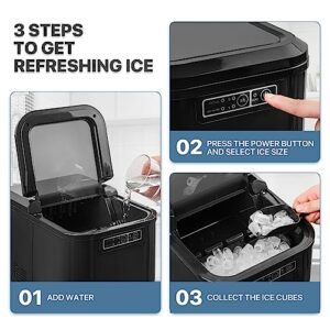 mollie Ice Maker Countertop 9 Ice Cubes Ready in 10 Mins - 26LBS/24Hrs, Self-Cleaning Ice Machine, One-Click Operation Portable Ice Cube Maker w/Ice Scoop for Home Party RV, 2.2L Water Tank, Black