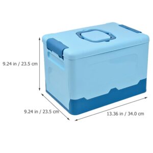 Beaupretty Plastic Storage Box Folding Carry Box Tool Organizer Portable Handled Case Lockable Container Sundries Organizer for Arts Crafts Cosmetic Sewing Washi Tape Blue