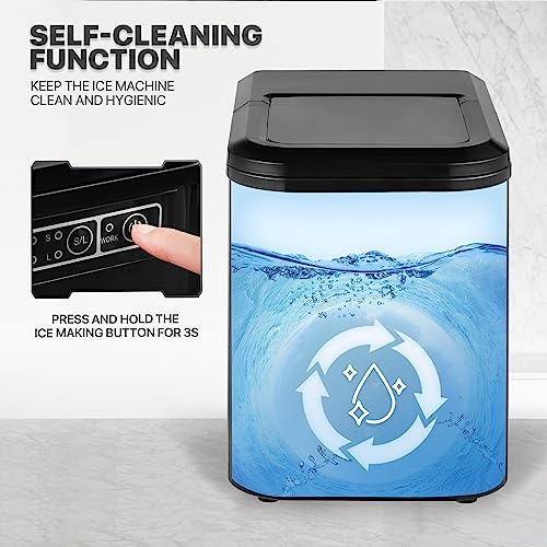 mollie Ice Maker Countertop 9 Ice Cubes Ready in 10 Mins - 26LBS/24Hrs, Self-Cleaning Ice Machine, One-Click Operation Portable Ice Cube Maker w/Ice Scoop for Home Party RV, 2.2L Water Tank, Black