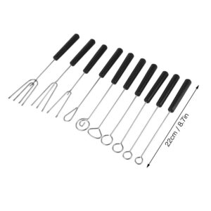 Haosie 10PCS Chocolate Dipping Fork Tool, 22cm/8.7in Stainless Steel Candy Dipping Tool Set, Chocolate Fondue Forks, for Baking