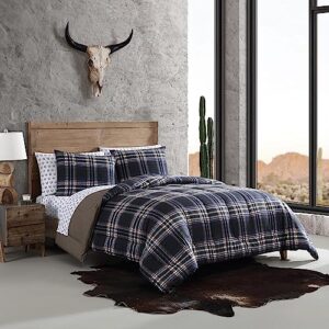 Wrangler- Twin Duvet Cover Set, Reversible Bedding Set with Matching Sham(s), Yellowstone Inspired, Casual Home Décor (City Flats Plaid Blue, Twin)