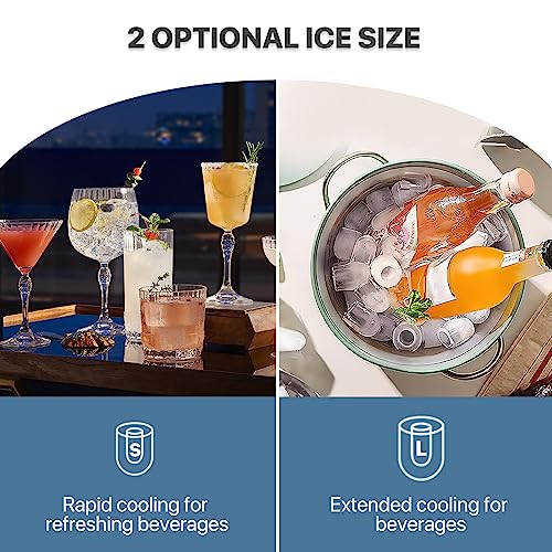 mollie Ice Maker Countertop 9 Ice Cubes Ready in 10 Mins - 26LBS/24Hrs, Self-Cleaning Ice Machine, One-Click Operation Portable Ice Cube Maker w/Ice Scoop for Home Party RV, 2.2L Water Tank, Black