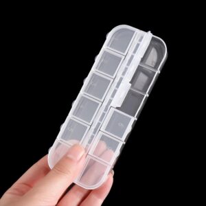 1PCS Nail Art Decorations Storage Box,12 grid Nail Art Storage Box Transparent Empty Case Earring Storage Box Rectangle Jewelry Organizer