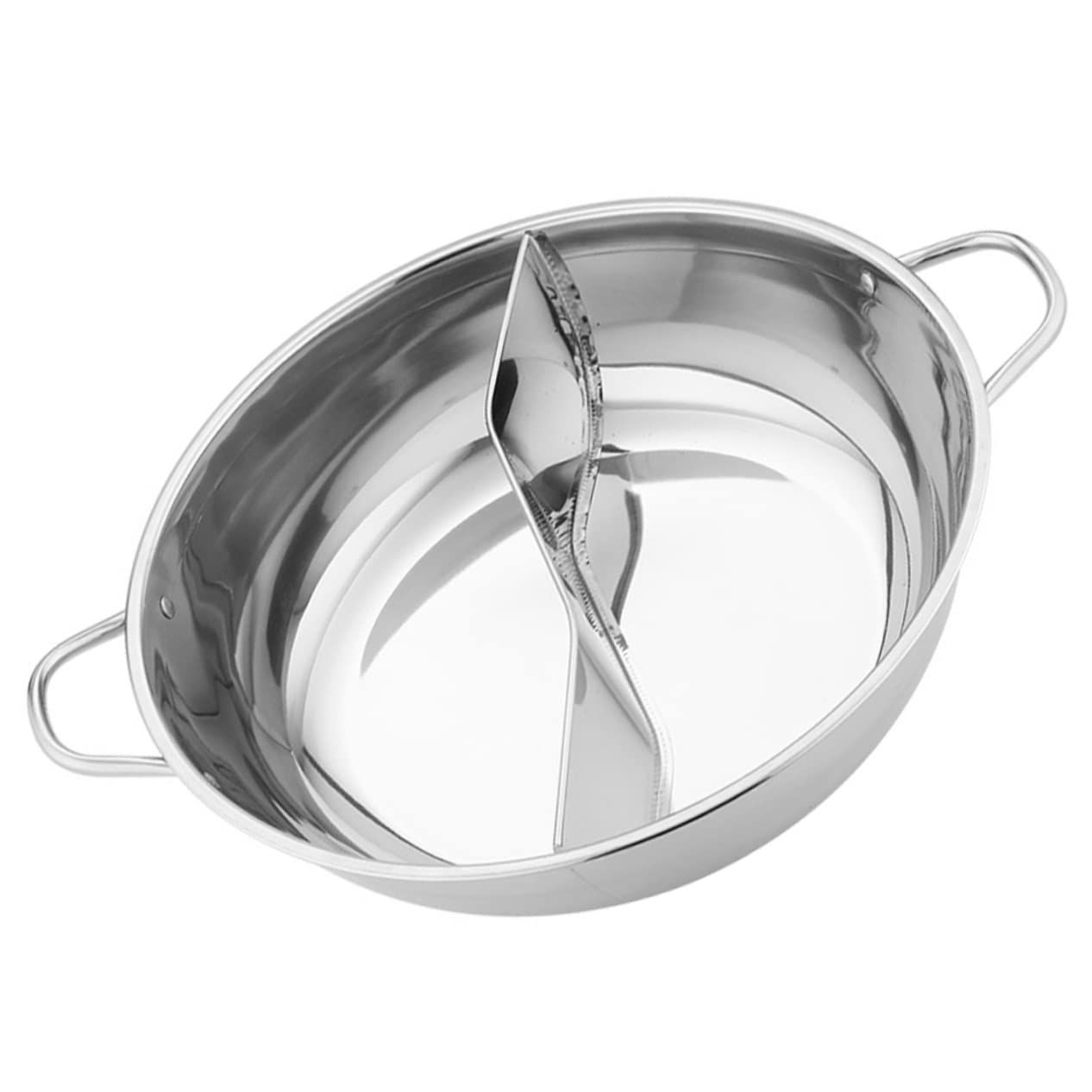 Stainless Steel Mandarin Pot Wok Pan with Lid Nonstick Cookware Ramen Hot Pot Chinese Divided Hotpot Divided Hotpot Pot Shabu Hot Pot Silver Practical Hot Pot Soup Pot Split