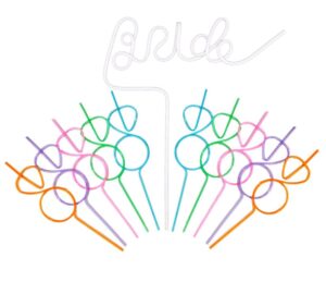 adikoo bachelorette party decorations straws 11 pcs -1 white large bride straw + 10 diamond ring straws,bridal shower decorations bachelorette party favors engagement party supplies