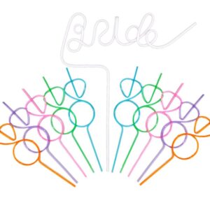 Adikoo Bachelorette Party Decorations Straws 11 pcs -1 White Large Bride Straw + 10 Diamond Ring Straws,Bridal Shower Decorations Bachelorette Party Favors Engagement Party Supplies