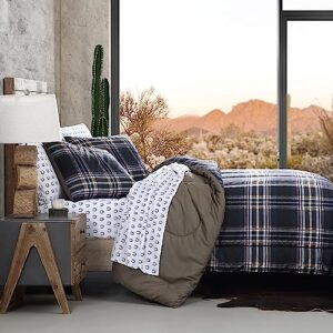 Wrangler- Twin Duvet Cover Set, Reversible Bedding Set with Matching Sham(s), Yellowstone Inspired, Casual Home Décor (City Flats Plaid Blue, Twin)