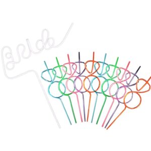 Adikoo Bachelorette Party Decorations Straws 11 pcs -1 White Large Bride Straw + 10 Diamond Ring Straws,Bridal Shower Decorations Bachelorette Party Favors Engagement Party Supplies