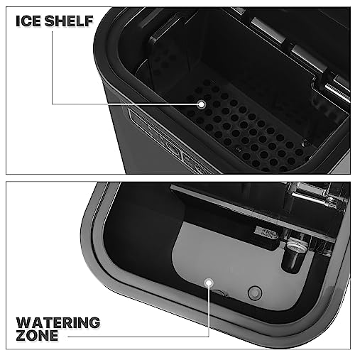 mollie Ice Maker Countertop 9 Ice Cubes Ready in 10 Mins - 26LBS/24Hrs, Self-Cleaning Ice Machine, One-Click Operation Portable Ice Cube Maker w/Ice Scoop for Home Party RV, 2.2L Water Tank, Black