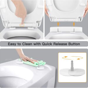 SADALAK Soft Close Quick Release Toilet Seat Elongated- Heavy Duty Adjustable Stainless Hinges, D/U Shape Toilet Seats Cover for Easy Cleaning & Simple Top Fixing - White Toilet Lid