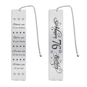 jzxwan happy 76th birthday gifts for women men, 76 year old birthday bookmark, female 76 yr old bday card gift ideas, 1948 birthday book mark for woman man, 76th birthday decorations, 76 th bd present