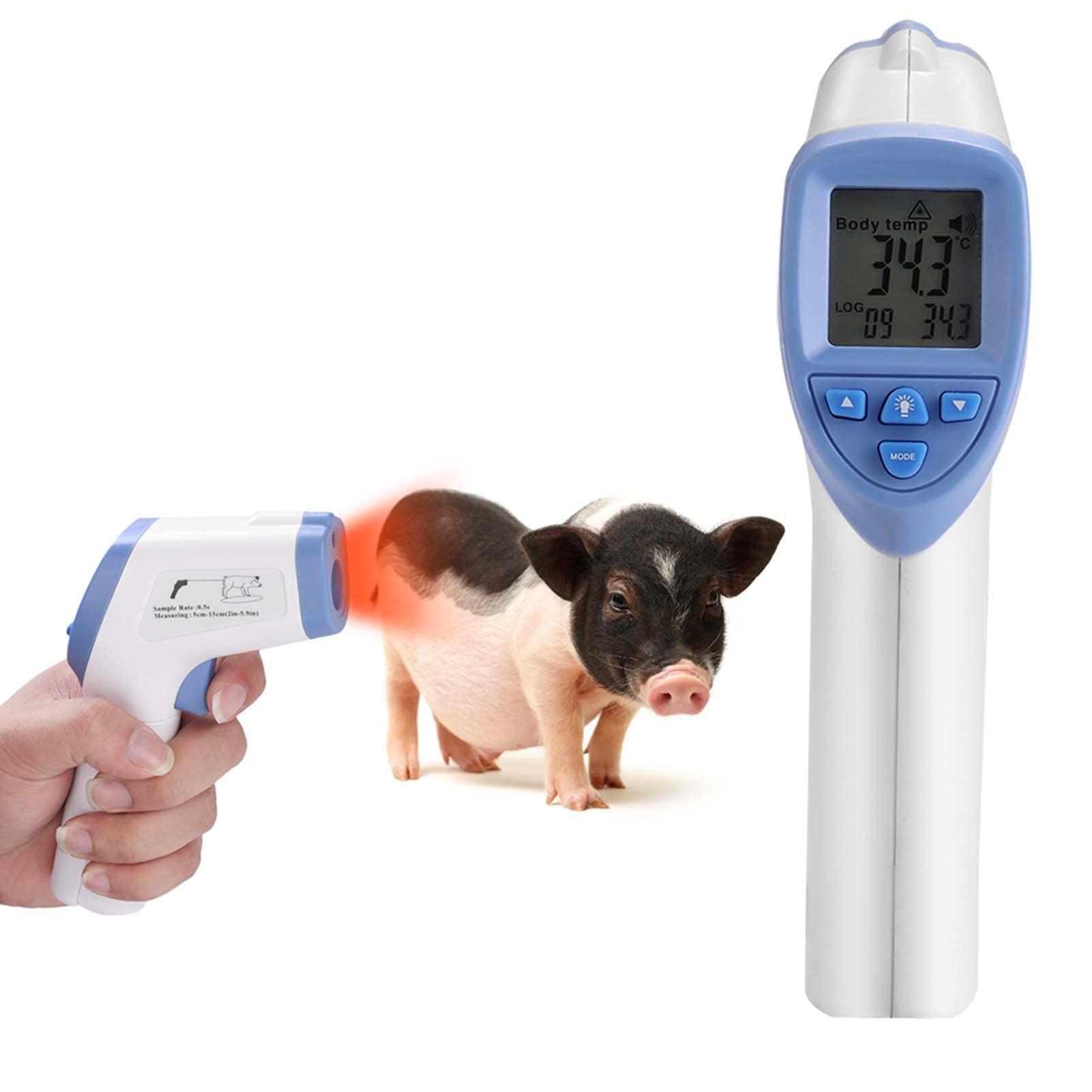 Veterinary Thermometer, Fast Digital 0.1° Accuracy Veterinary Infrared Thermometer Blue Non-Contact Digital Thermometer for Pig Sheep Horse Dog