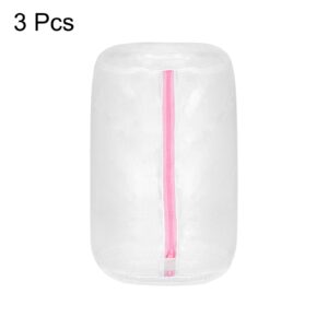 uxcell 3Pcs Shoes Washing Bag, 8.7 x 13 Inch Cylinder Mesh Laundry Bags for Washing Machine Wash Sneakers, Slippers, Delicate, Underwear, White/Pink