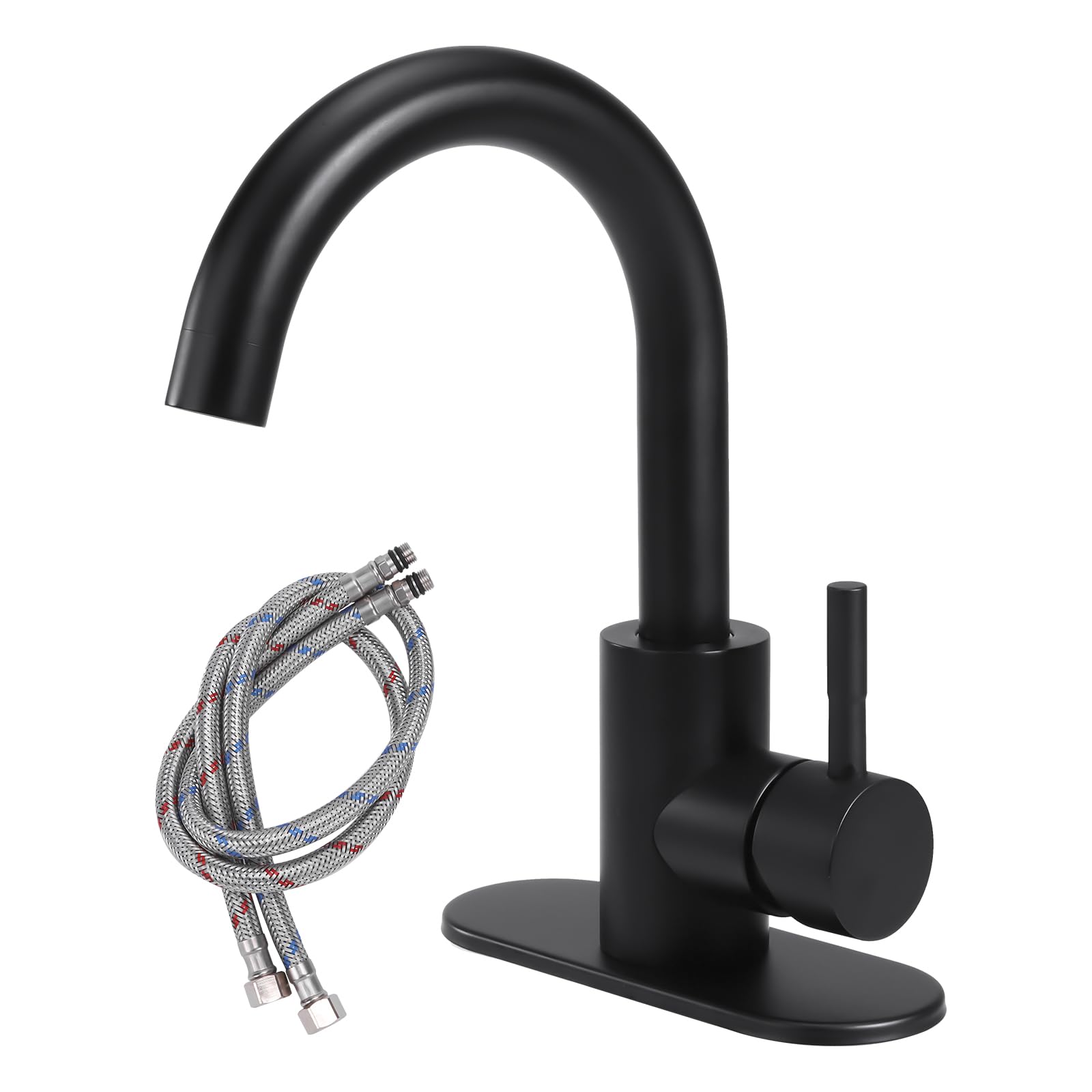 Oersitor Matte Black Bathroom Faucets Bar Sink Faucet Single Handle Kitchen Sink Faucet Stainless Steel Small RV Faucet Hot and Cold Single Lever Bathroom Faucets